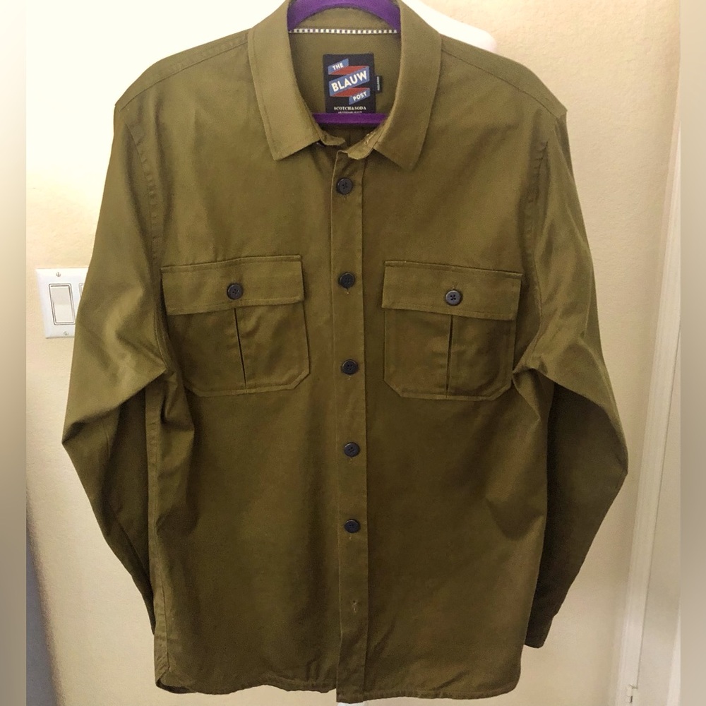 Scotch & Soda Olive Green Utility Shirt Jacket